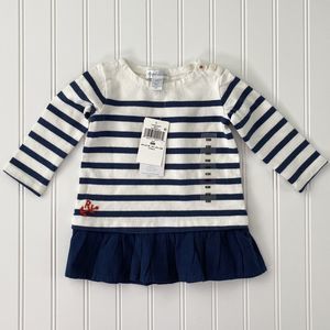 Ralph Lauren Striped Jersey Dress (Size 6M) 100% Cotton Nautical *No Bloomers*